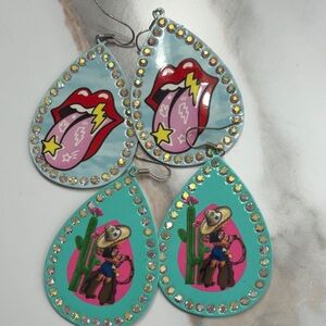 Colorful Teardrop Earrings with Rhinestones